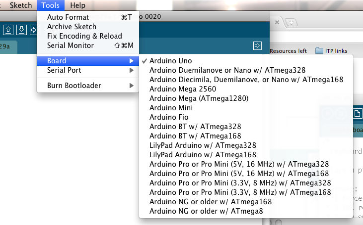 Arduino выбор платы для подключения